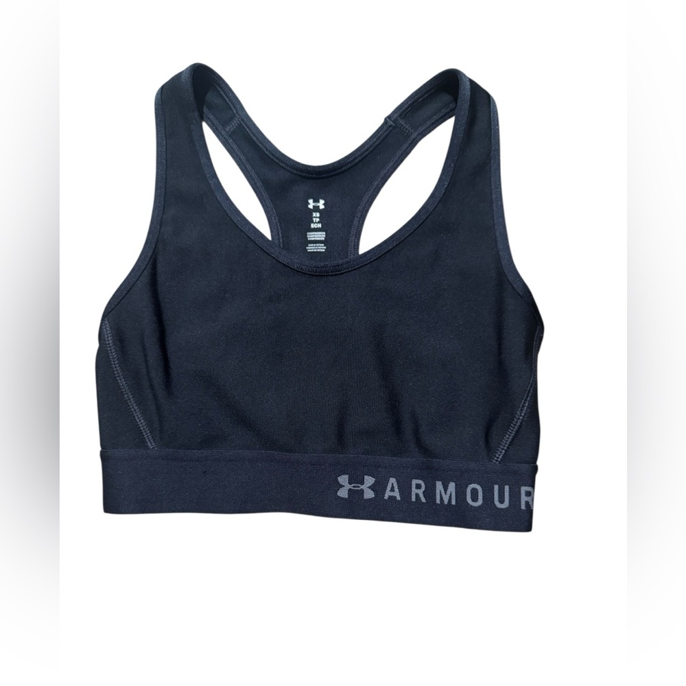 Under Armour Mid-Impact Sports Bra Black XS Compression Racerback NWT